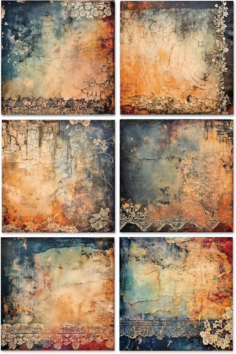 WLXTREE Scrapbook Paper,24 Sheets Vintage Decorative Craft Scrapbooking Paper Pad 6x6 Single-Side Printing Junk Journal Background Paper for Card Making Art Album Collage Scrapbook Supplies - Image 4